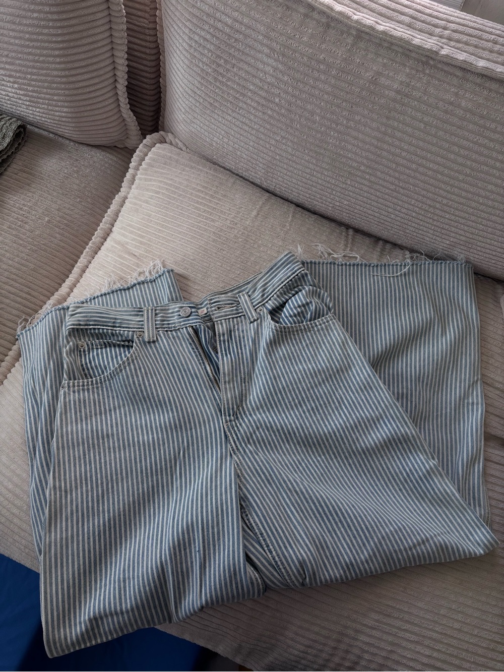 Levi’s Cinch Baggy Blue and White Striped Denim Jeans